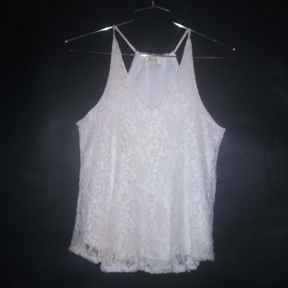 Lace overlay halter top